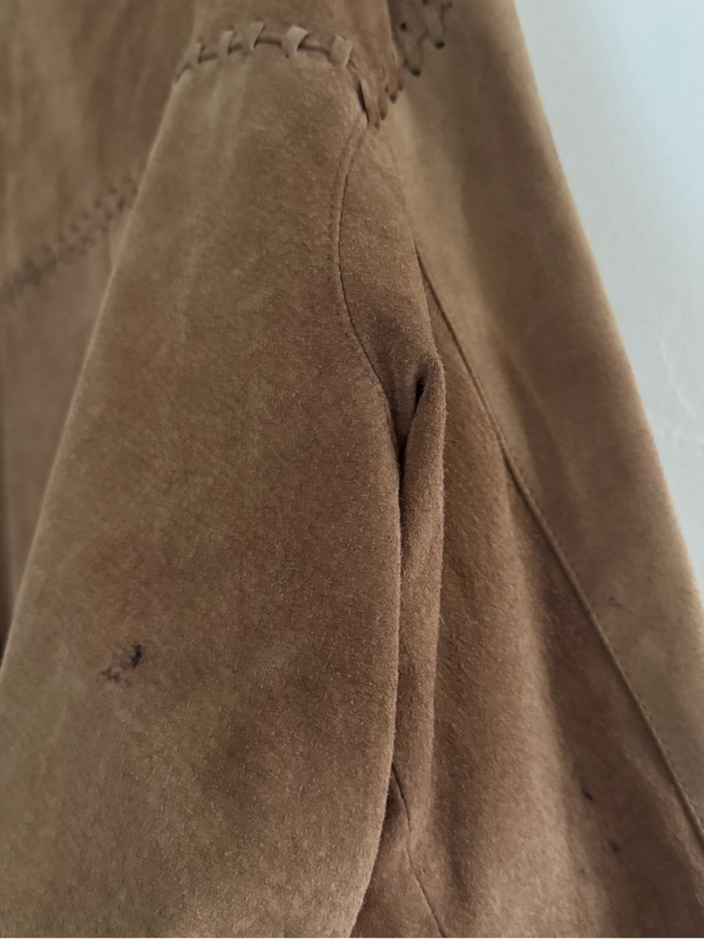 Vintage BB Dakota Tan Brown 100% Suede Leather Jacket Oversized Western Boho - Picture 6 of 13